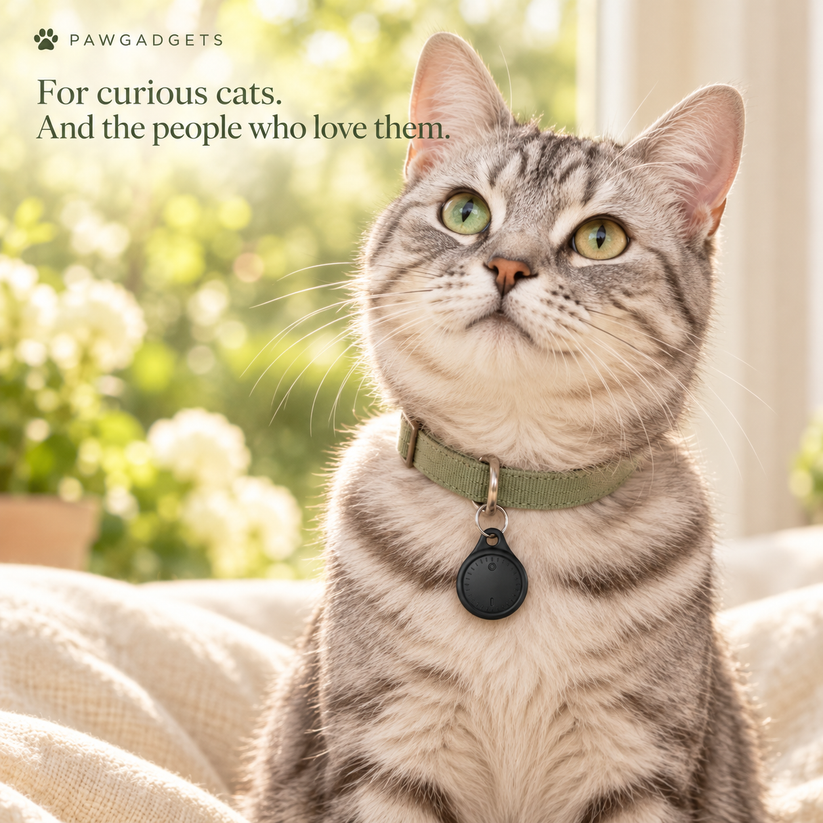 PawPin attached to a cat collar